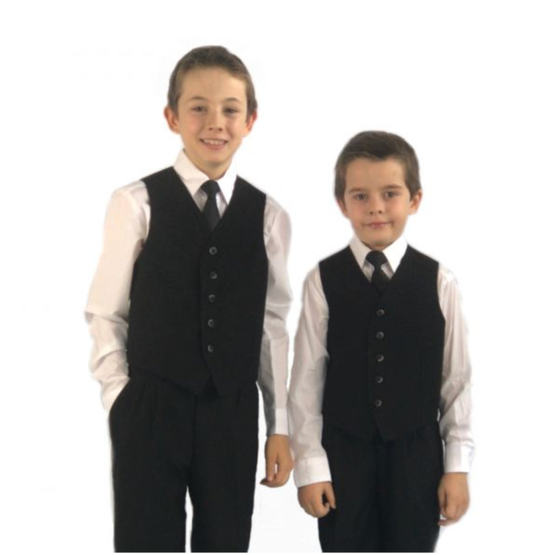 EXECUKIDS 4 PCE BOYS FORMAL VEST, PANTS, SHIRT & TIE SET - TAN
