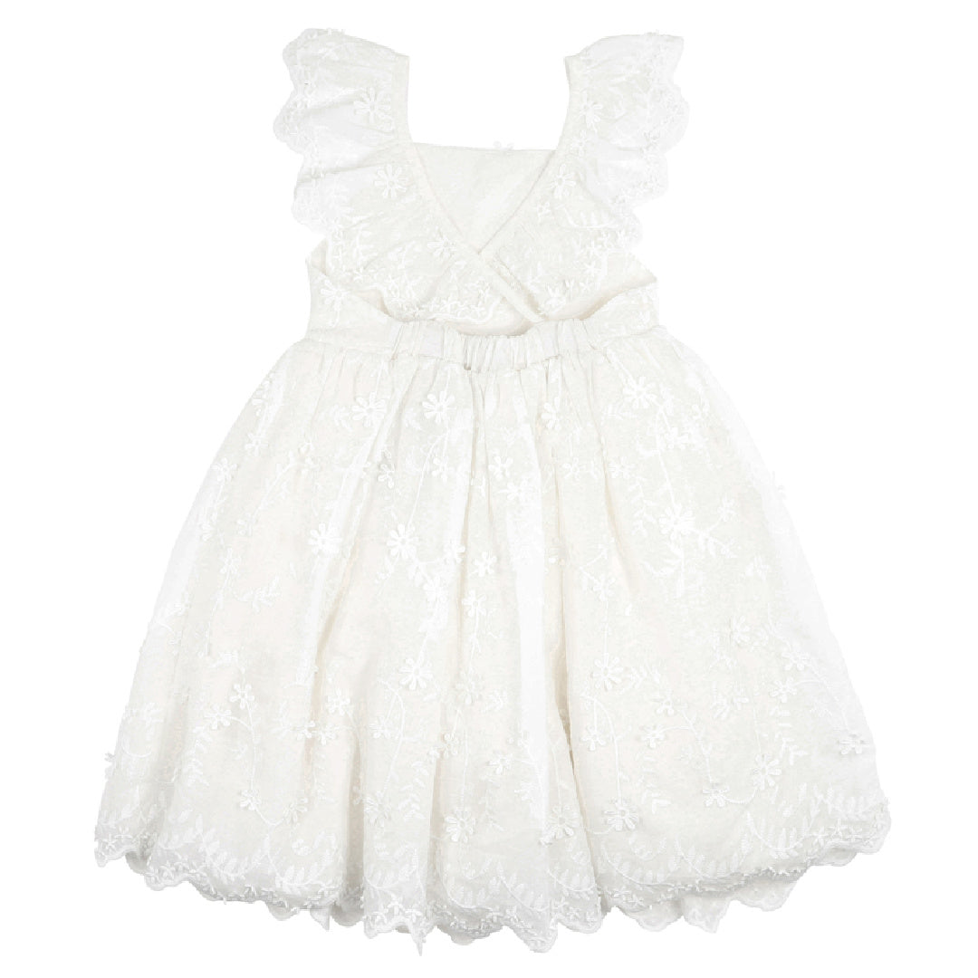 BEBE HALLIE FLORAL EMBROIDERED DRESS