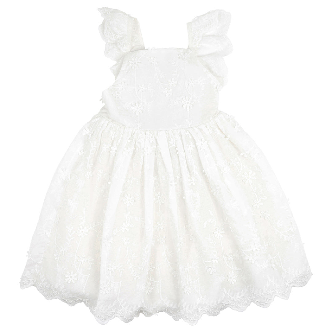 BEBE HALLIE FLORAL EMBROIDERED DRESS