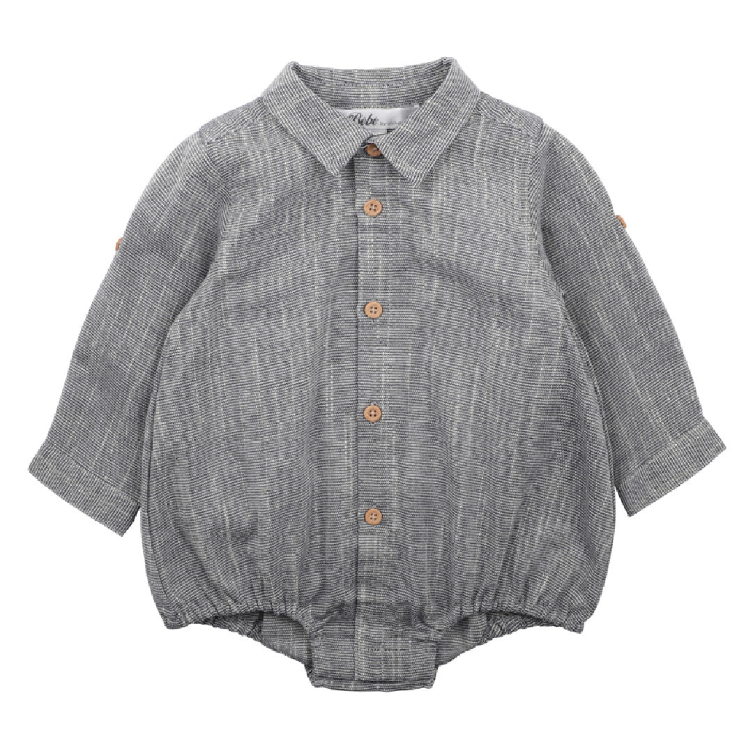 BEBE LIAM SHIRT BODYSUIT - NAVY STRIPE