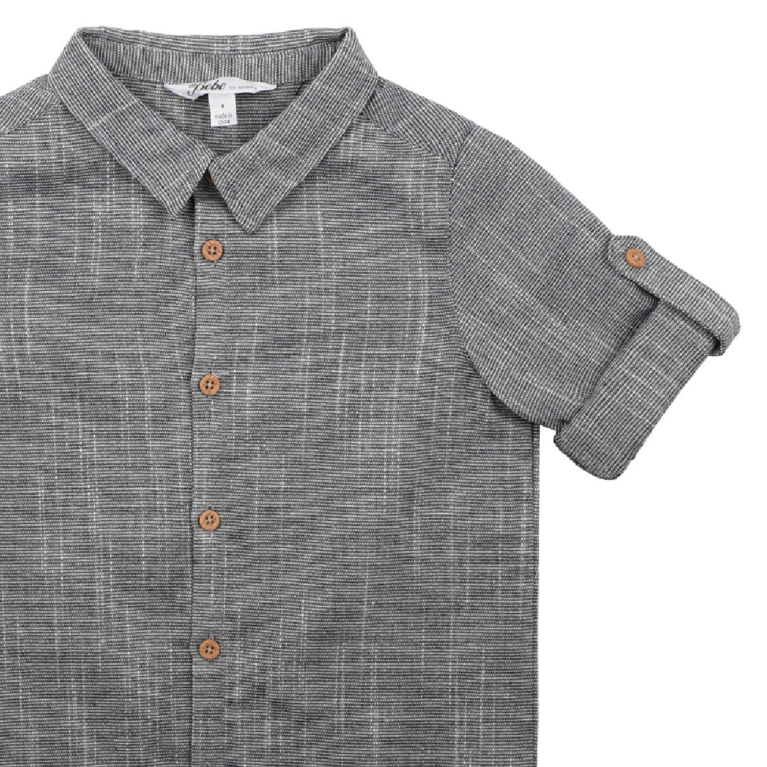 BEBE LIAM L/S STRIPE SHIRT - NAVY STRIPE