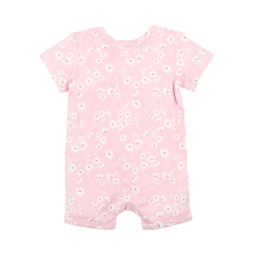 BEBE WHITE LABEL MARGHERITA ORGANIC SS ZIP ROMPER
