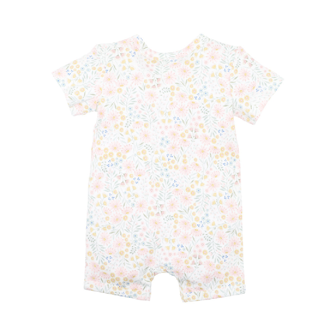 BEBE WHITE LABEL SUNDAY ORGANIC SS ZIP ROMPER