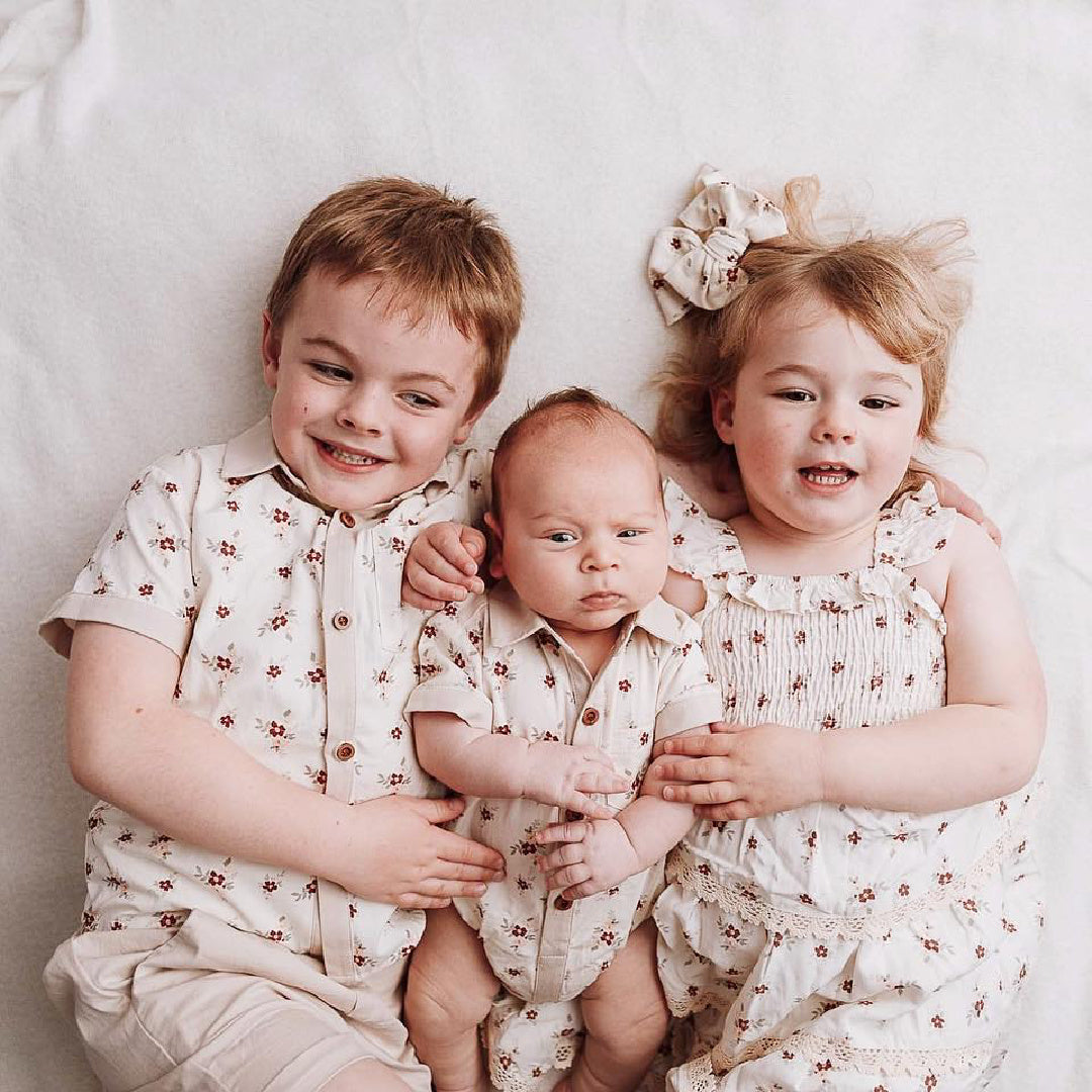 BENCER & HAZELNUT BOYS FELIZ SHIRT ROMPER