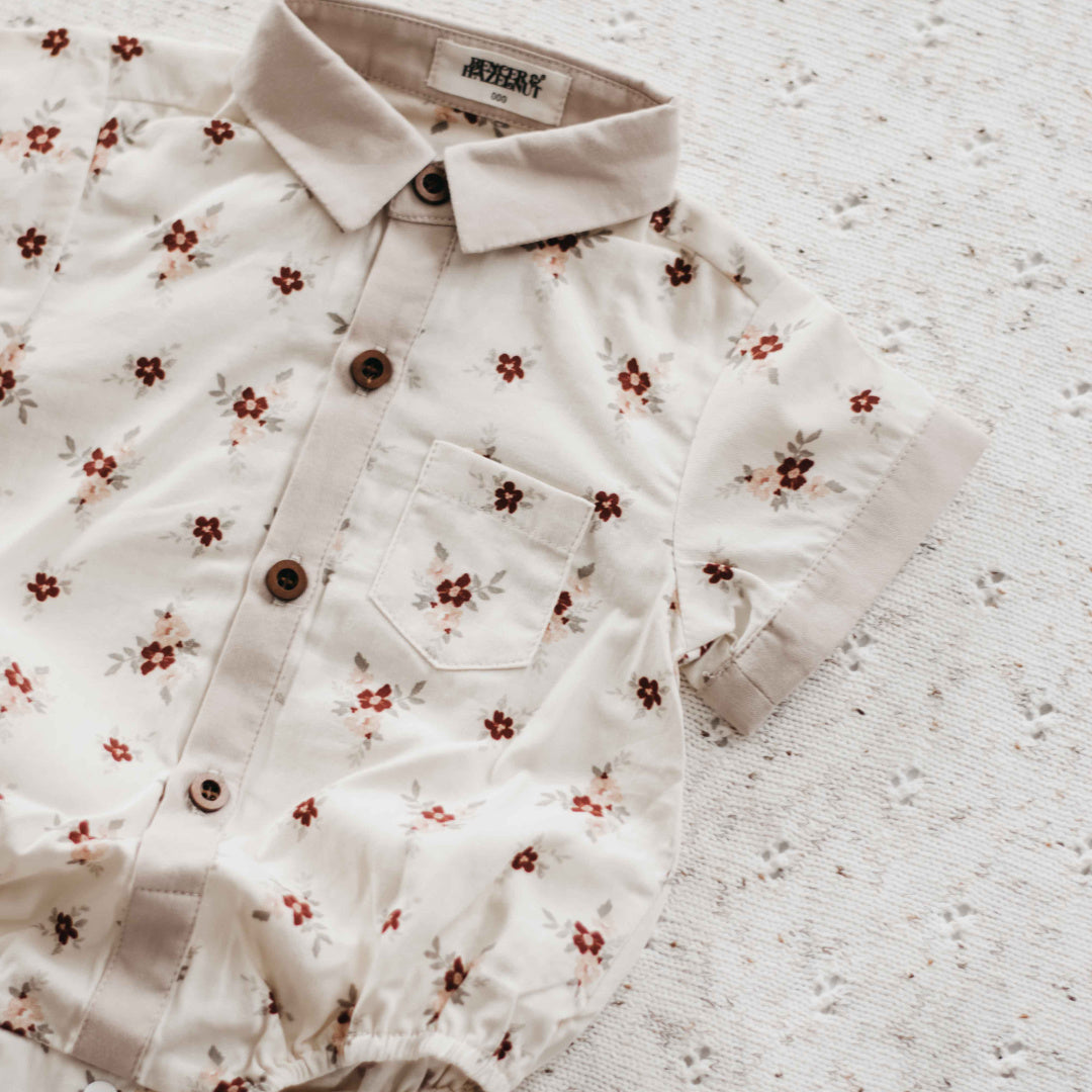 BENCER & HAZELNUT BOYS FELIZ SHIRT ROMPER