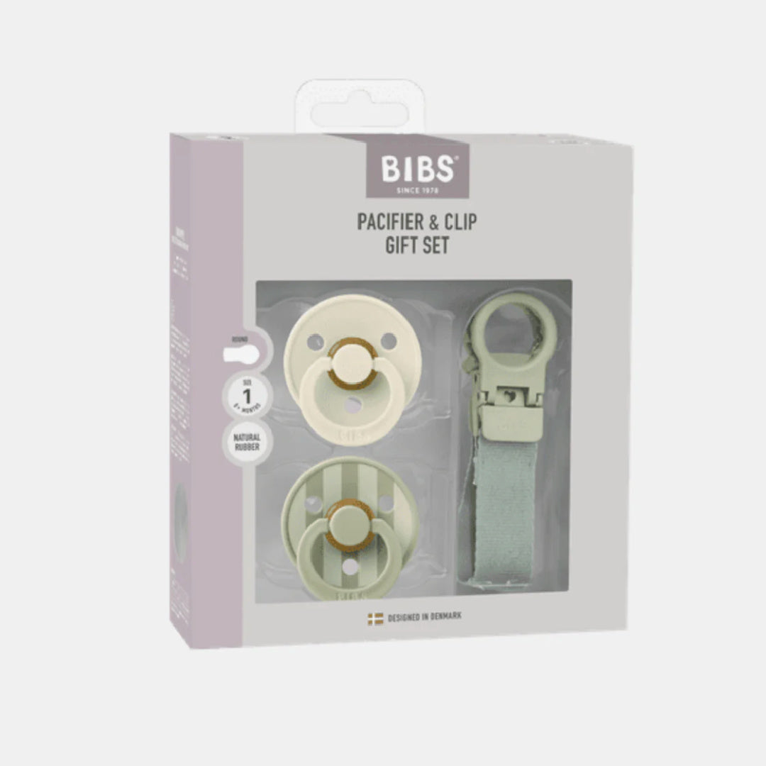 BIBS COLOUR DUMMY & LOOP CLIP GIFT SET - SAGE