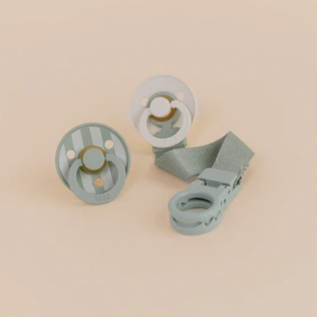 BIBS COLOUR DUMMY & LOOP CLIP GIFT SET - SAGE