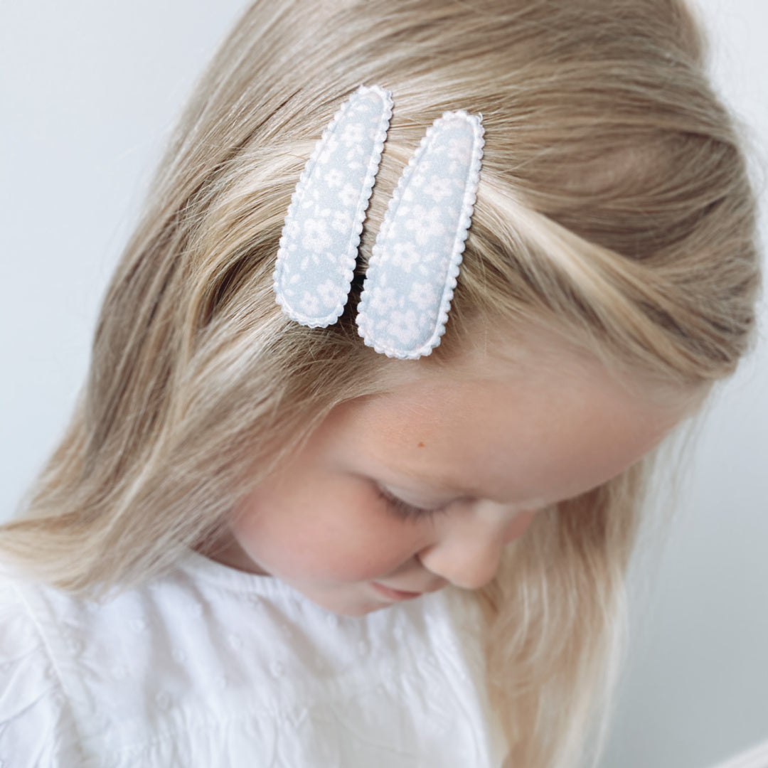 DAINTY DULCIE DRUE POWDER BLUE FABRIC HAIR CLIPS