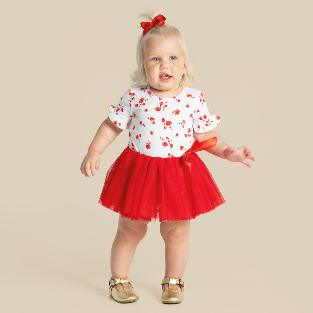 DESIGNER KIDZ ALYSSA FLORAL S/S TUTU ROMPER