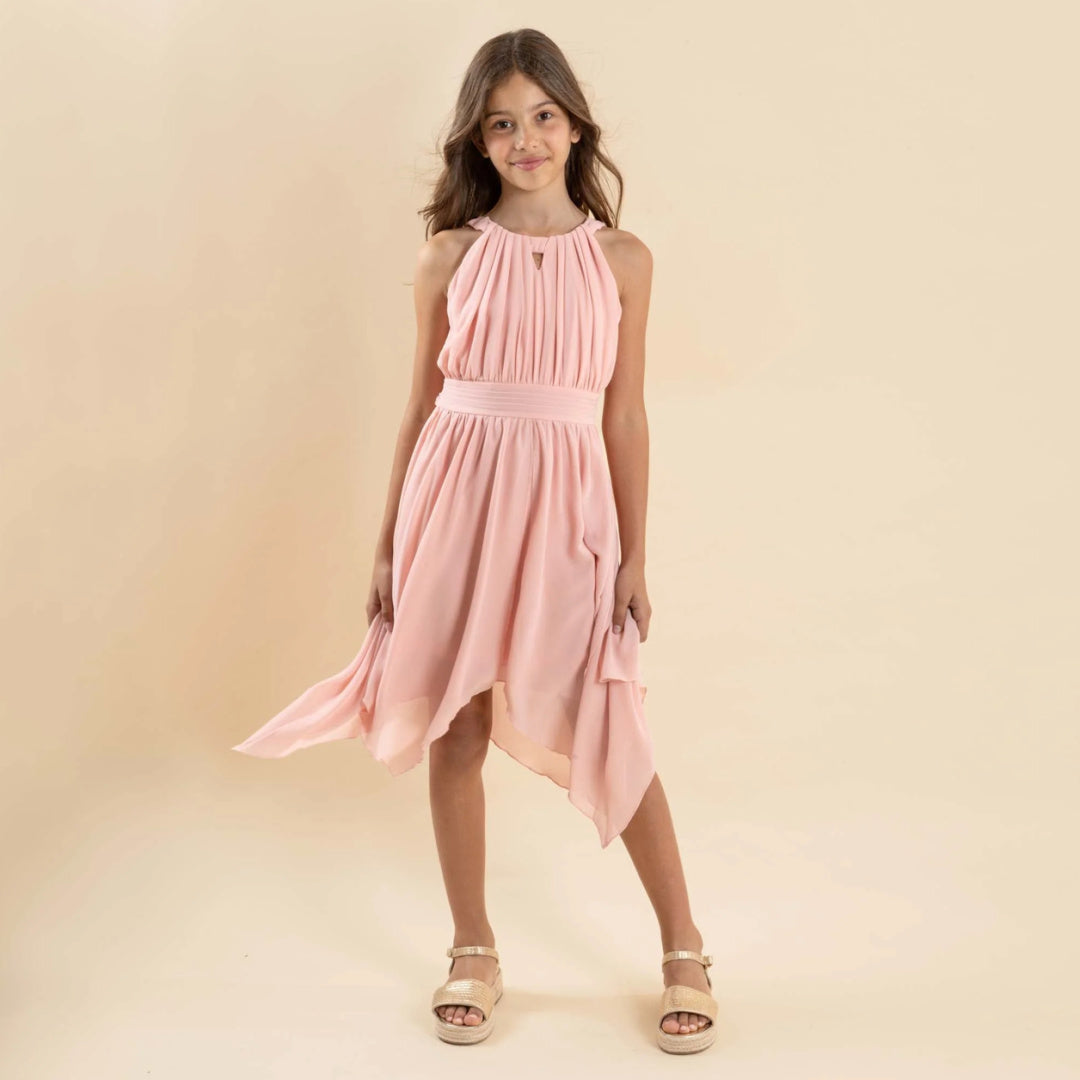DESIGNER KIDZ ANGELENE PANELLED DRESS - PEACH