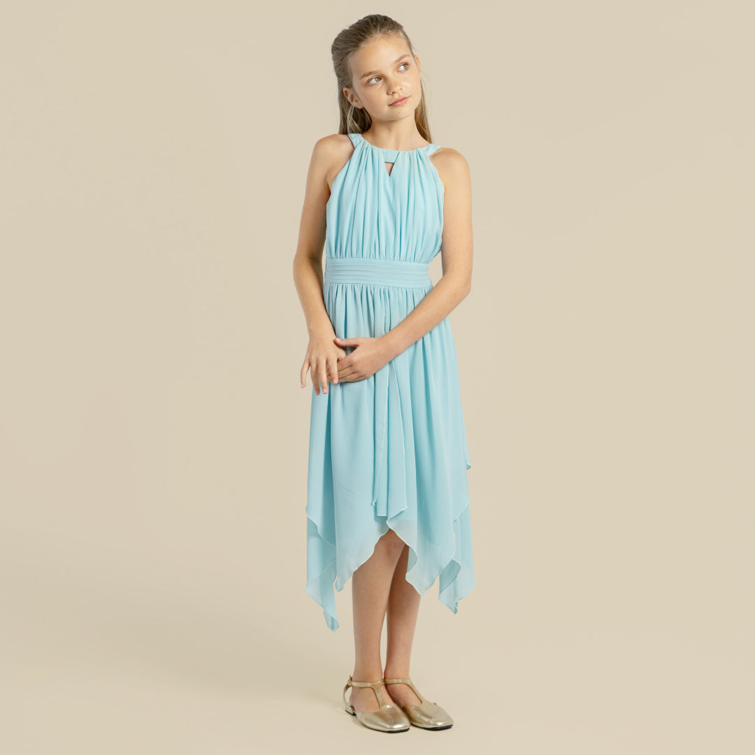 DESIGNER KIDZ ANGELENE PANELLED DRESS - AQUA