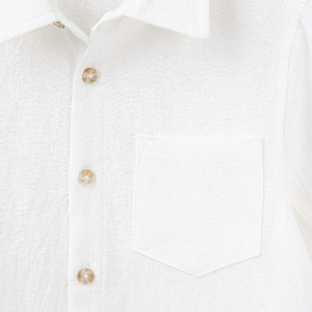 DESIGNER KIDZ BOYS ARCHIE L/S BUTTON SHIRT - IVORY