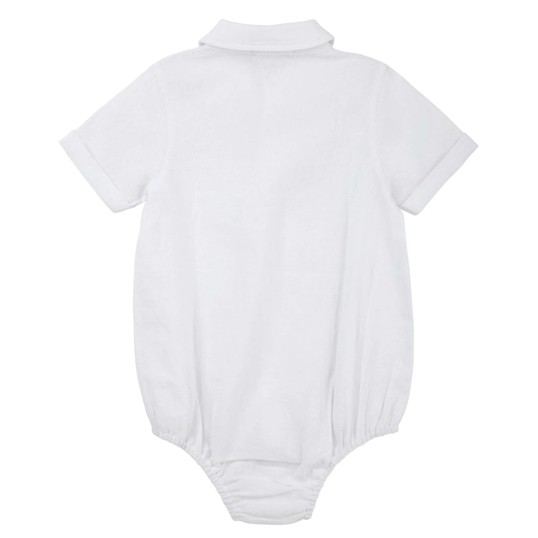 DESIGNER KIDZ ARCHIE S/S BUTTON ROMPER - IVORY