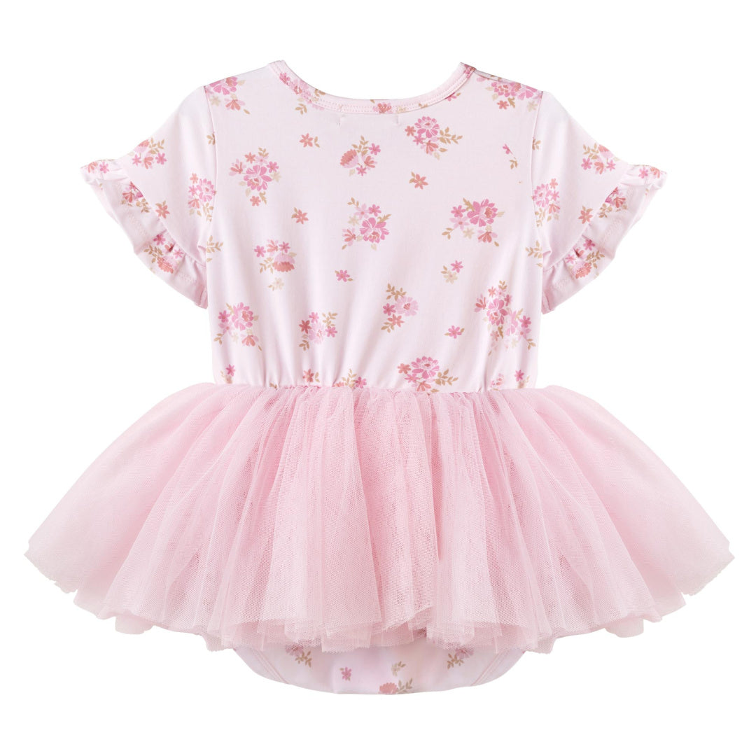 DESIGNER KIDZ BELLA FLORAL S/S TUTU ROMPER