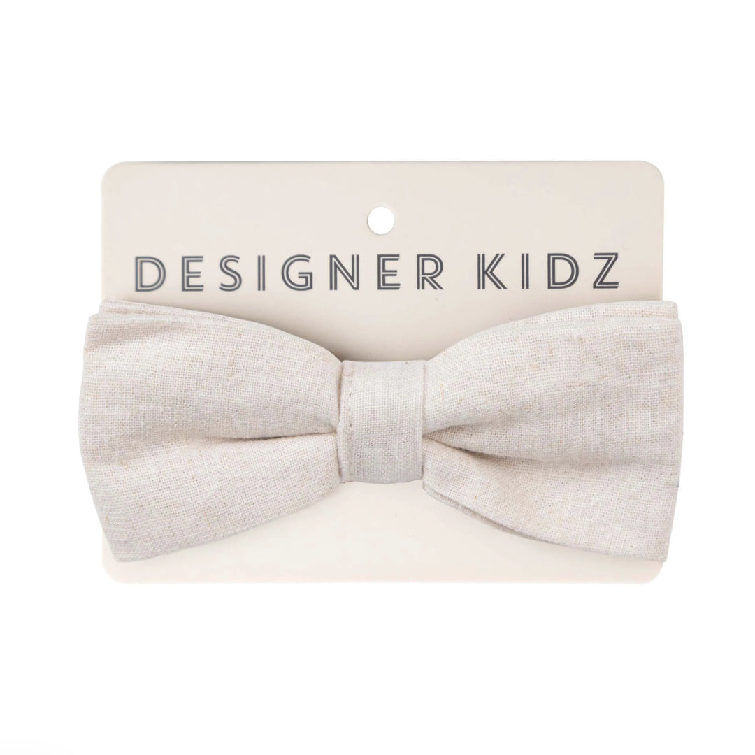 DESIGNER KIDZ BOYS FINLEY LINEN BOW TIE - SAND