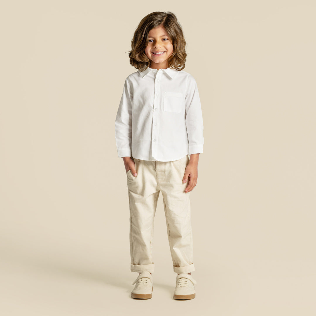 DESIGNER KIDZ BOYS FINLEY LINEN PANTS - SAND