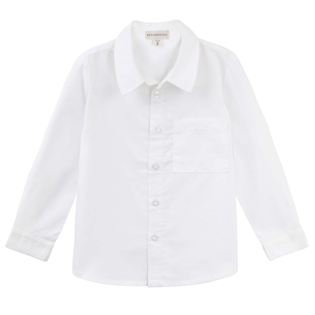 DESIGNER KIDZ BOYS JACKSON L/S FORMAL SHIRT - WHITE