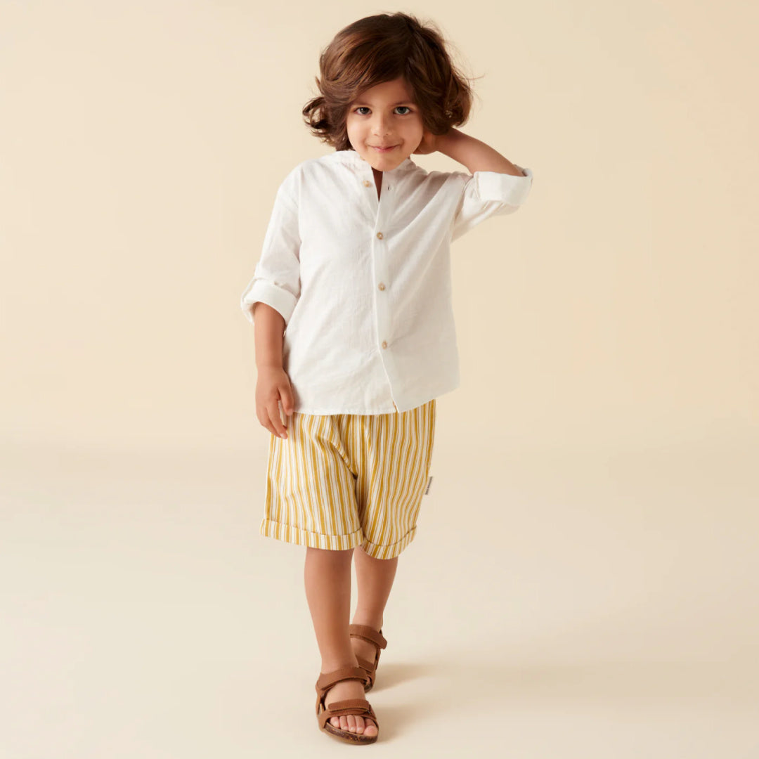 DESIGNER KIDZ BOYS LEO L/S BUTTON SHIRT - IVORY