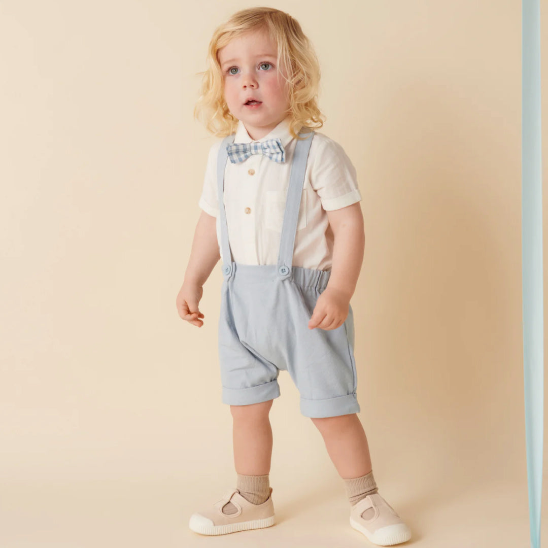 DESIGNER KIDZ ARCHIE S/S BUTTON ROMPER - IVORY
