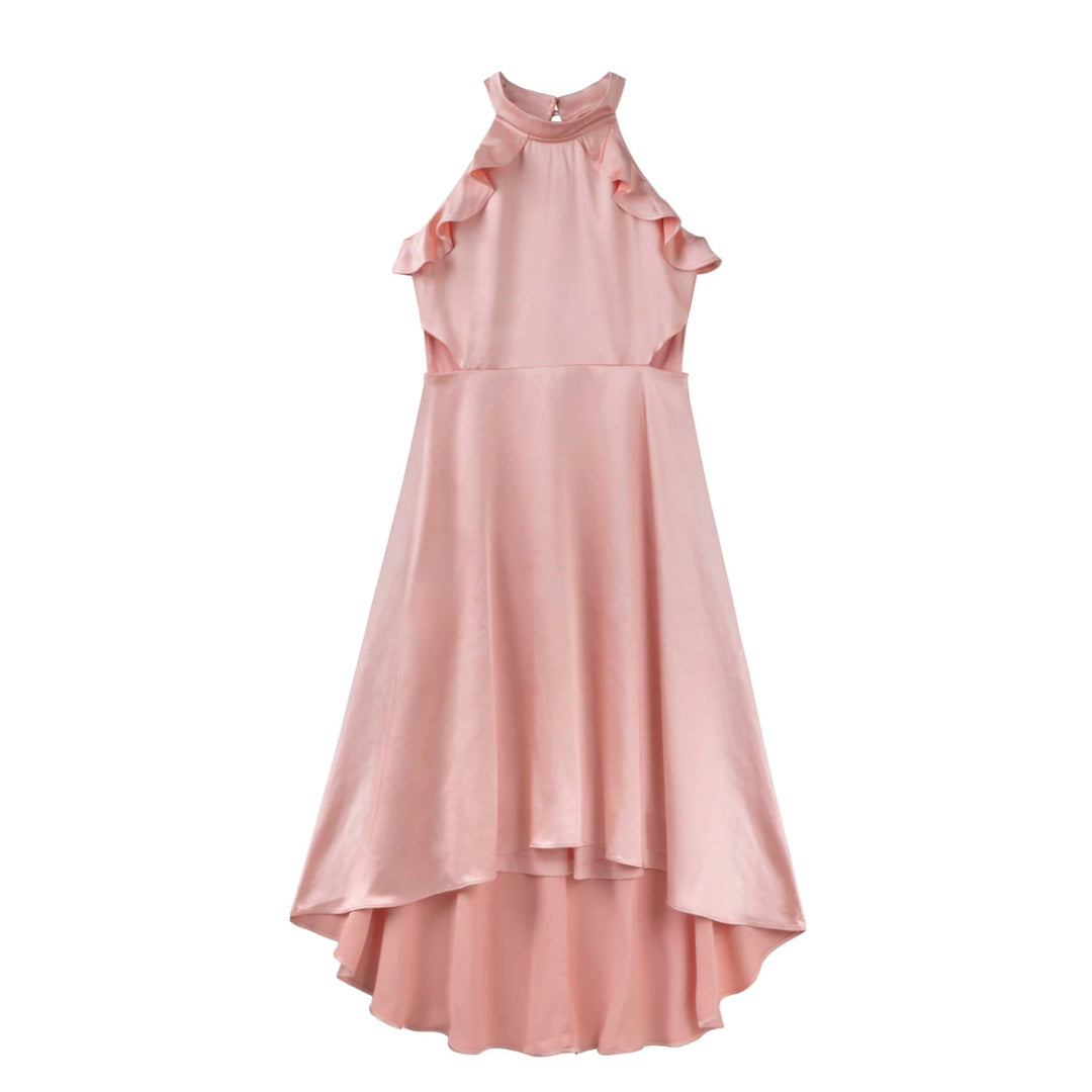DESIGNER KIDZ ALEXA SATIN HIGH-LOW DRESS
