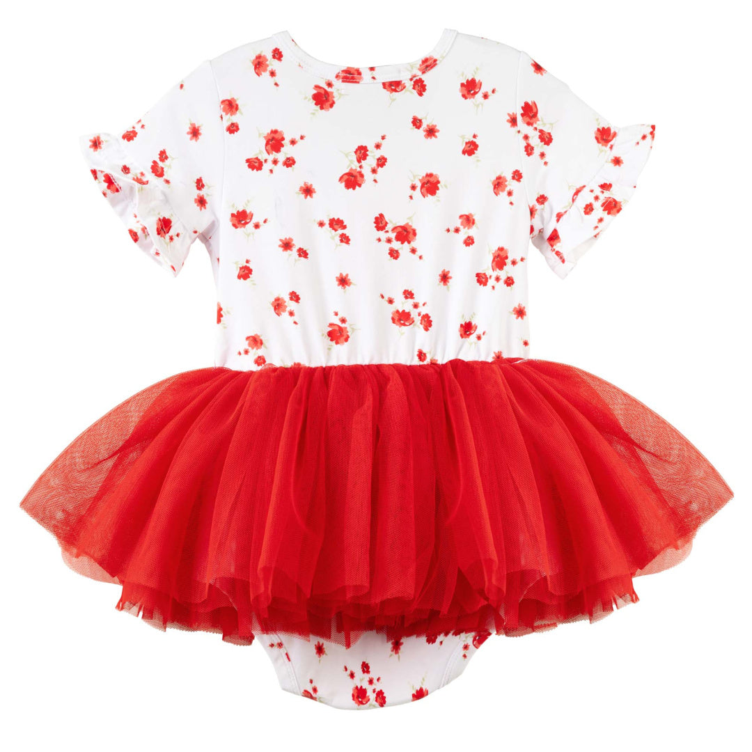 DESIGNER KIDZ ALYSSA FLORAL S/S TUTU ROMPER