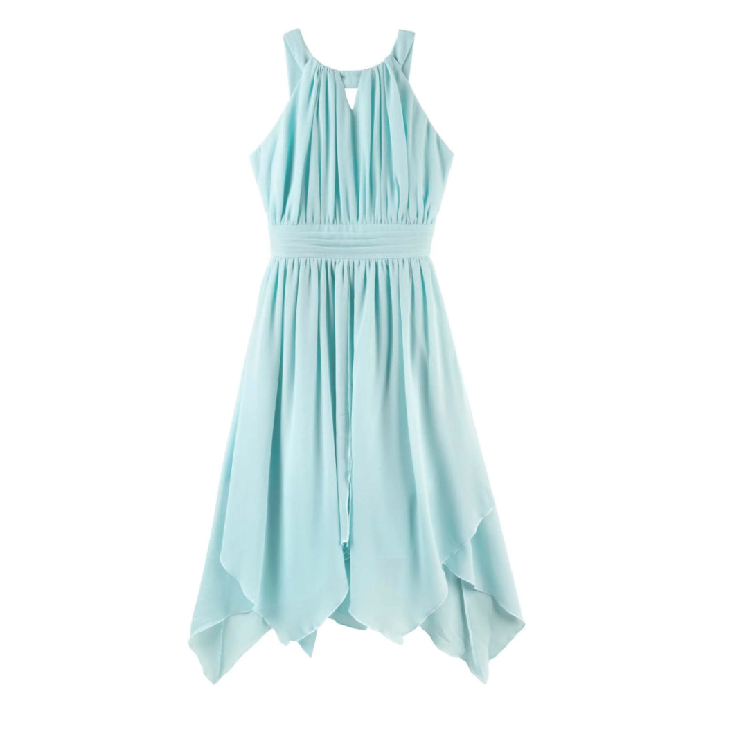 DESIGNER KIDZ ANGELENE PANELLED DRESS - AQUA
