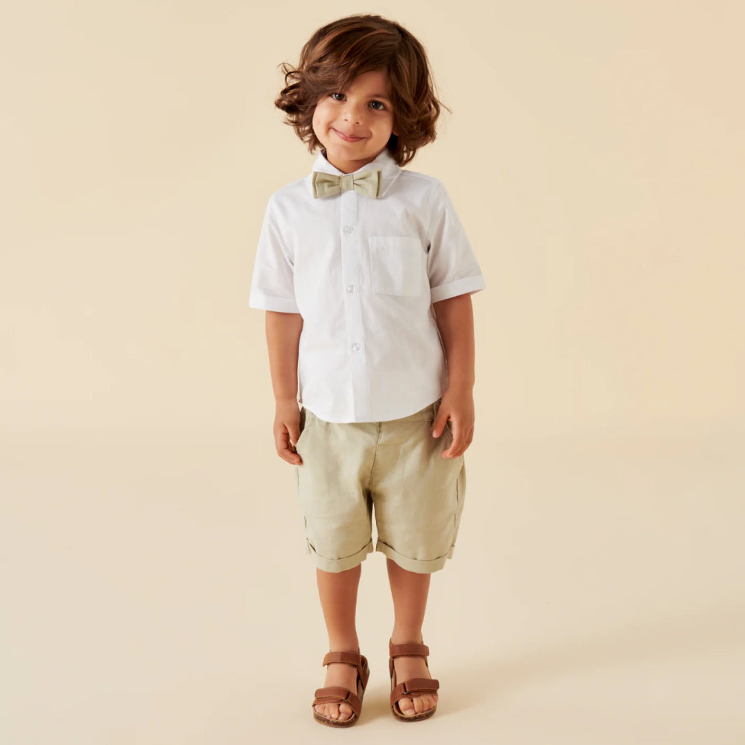 DESIGNER KIDZ BOYS FINLEY LINEN SHORTS - PISTACHIO