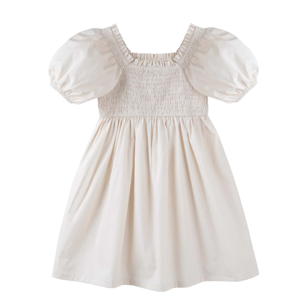 DESIGNER KIDZ LILY PUFF SLEEVE DRESS - ECRU