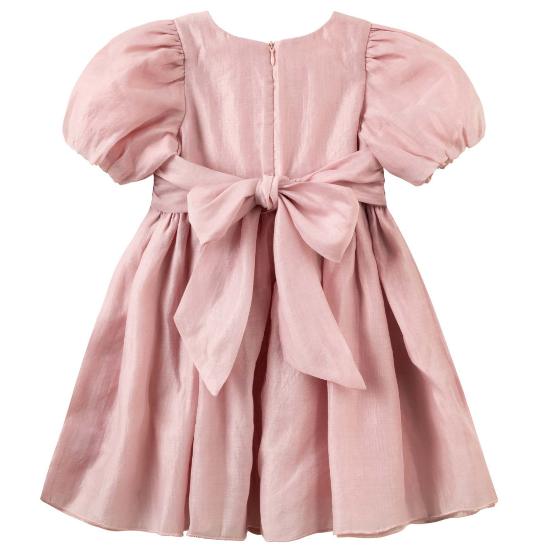 DESIGNER KIDZ NOA PUFF SLEEVE BOW BACK DRESS - BLUSH
