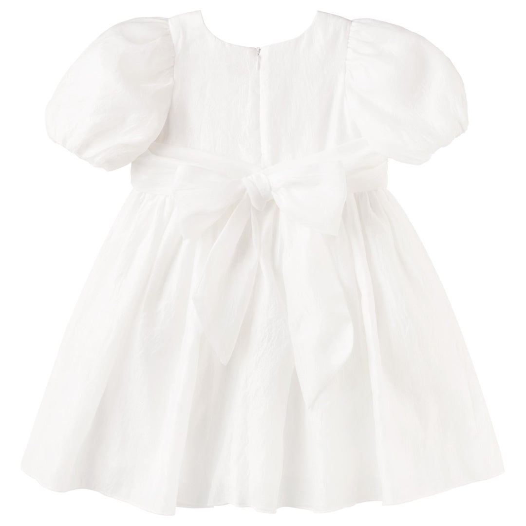DESIGNER KIDZ NOA PUFF SLEEVE BOW BACK DRESS - IVORY