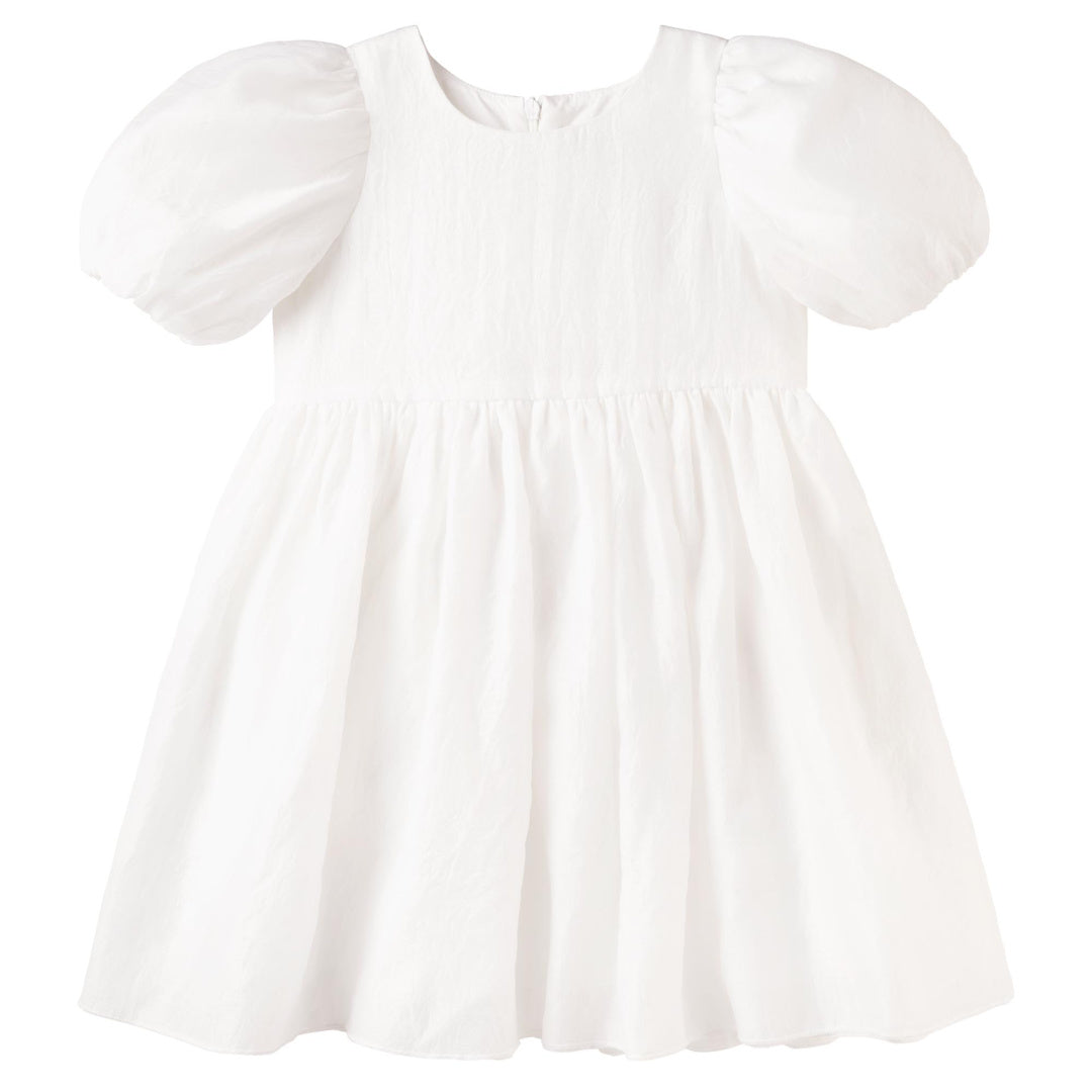 DESIGNER KIDZ NOA PUFF SLEEVE BOW BACK DRESS - IVORY