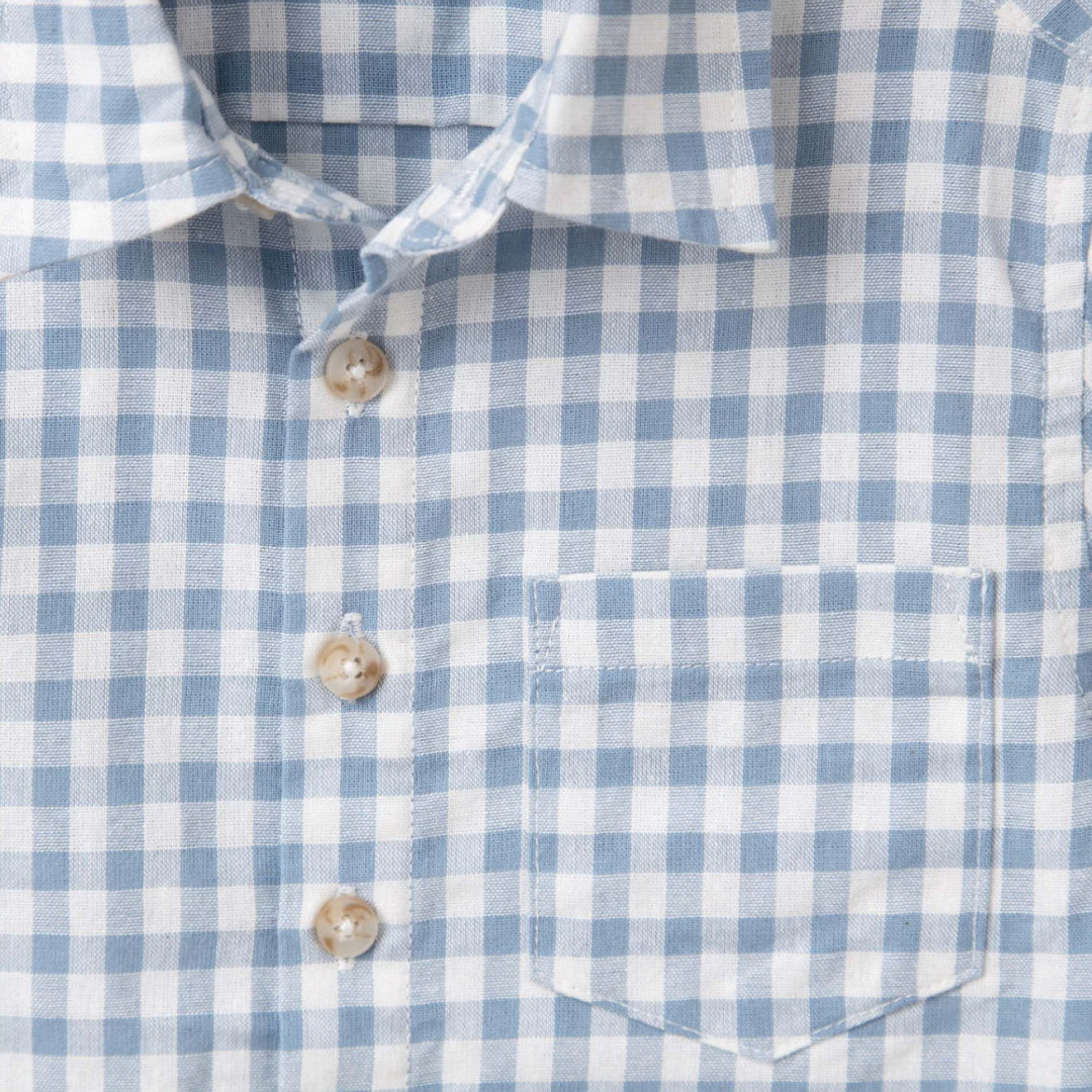 DESIGNER KIDZ BOYS OLIVER L/S GINGHAM SHIRT - BLUE