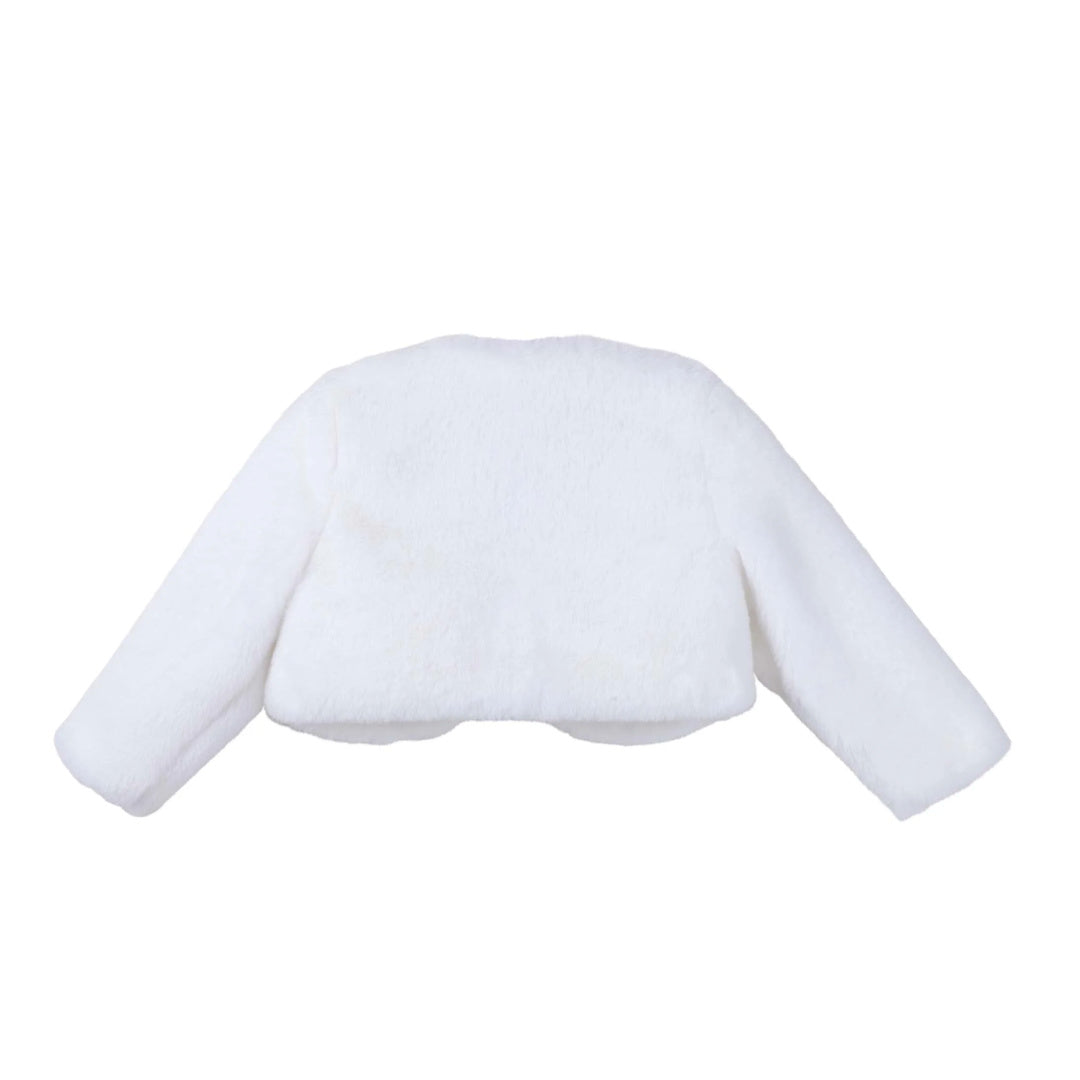 DESIGNER KIDZ SASSY BABY FAUX FUR JACKET - IVORY