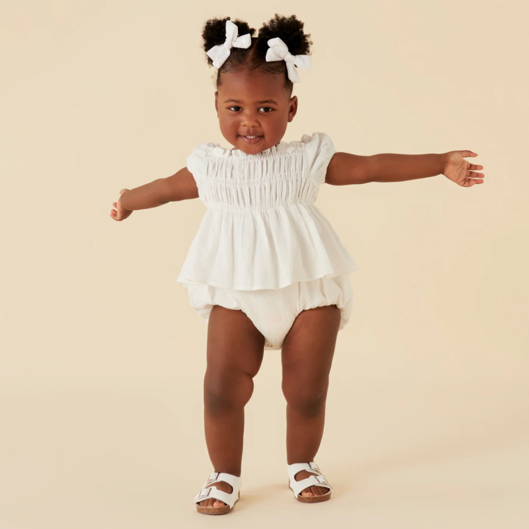 DESIGNER KIDZ SOPHIE RUFFLE ROMPER - IVORY