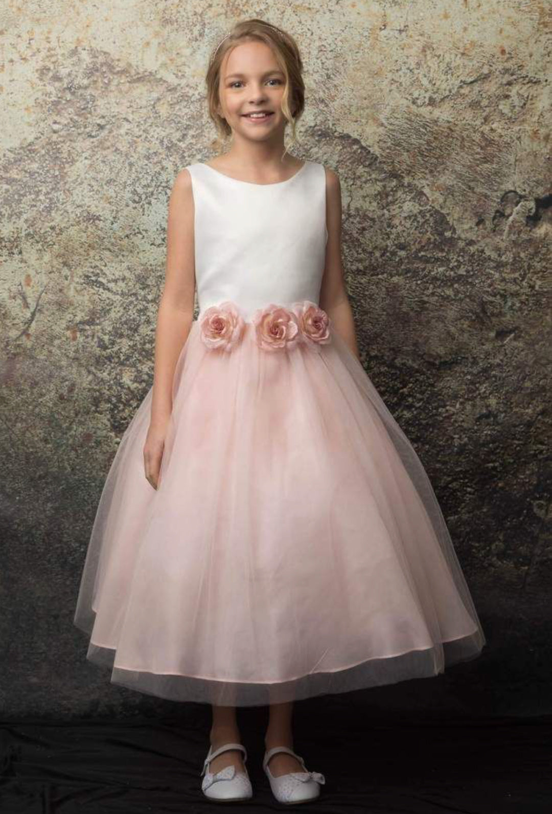 EXECUKIDS DRESS - EK05 HANNAH SATIN DRESS - BLUSH