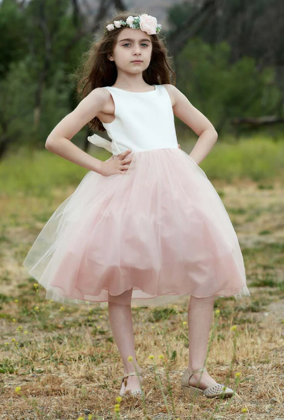 EXECUKIDS DRESS - EK05 HANNAH SATIN DRESS - BLUSH