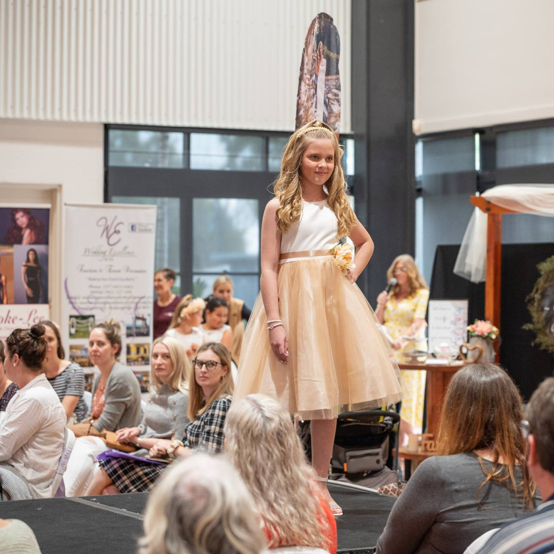 EXECUKIDS DRESS - EK05 HANNAH SATIN DRESS - CHAMPAGNE