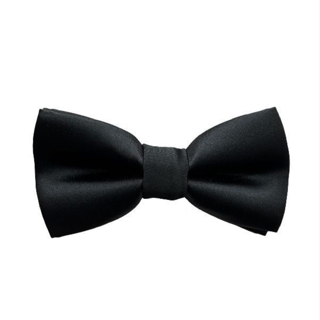 FOUGER BOYS SATIN BOW TIE - BLACK