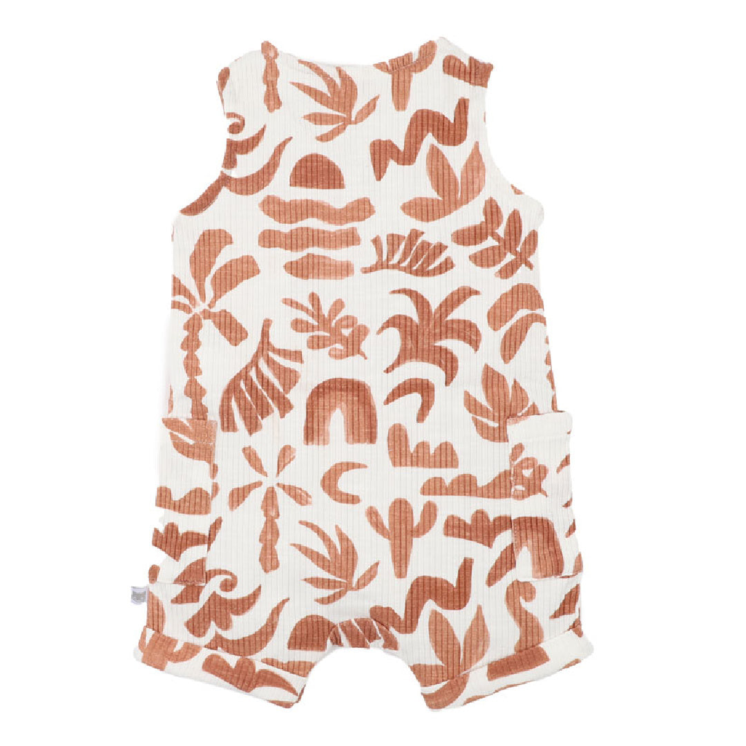 FOX AND FINCH ABSTRACT OASIS CARAMEL PRINT ROMPER