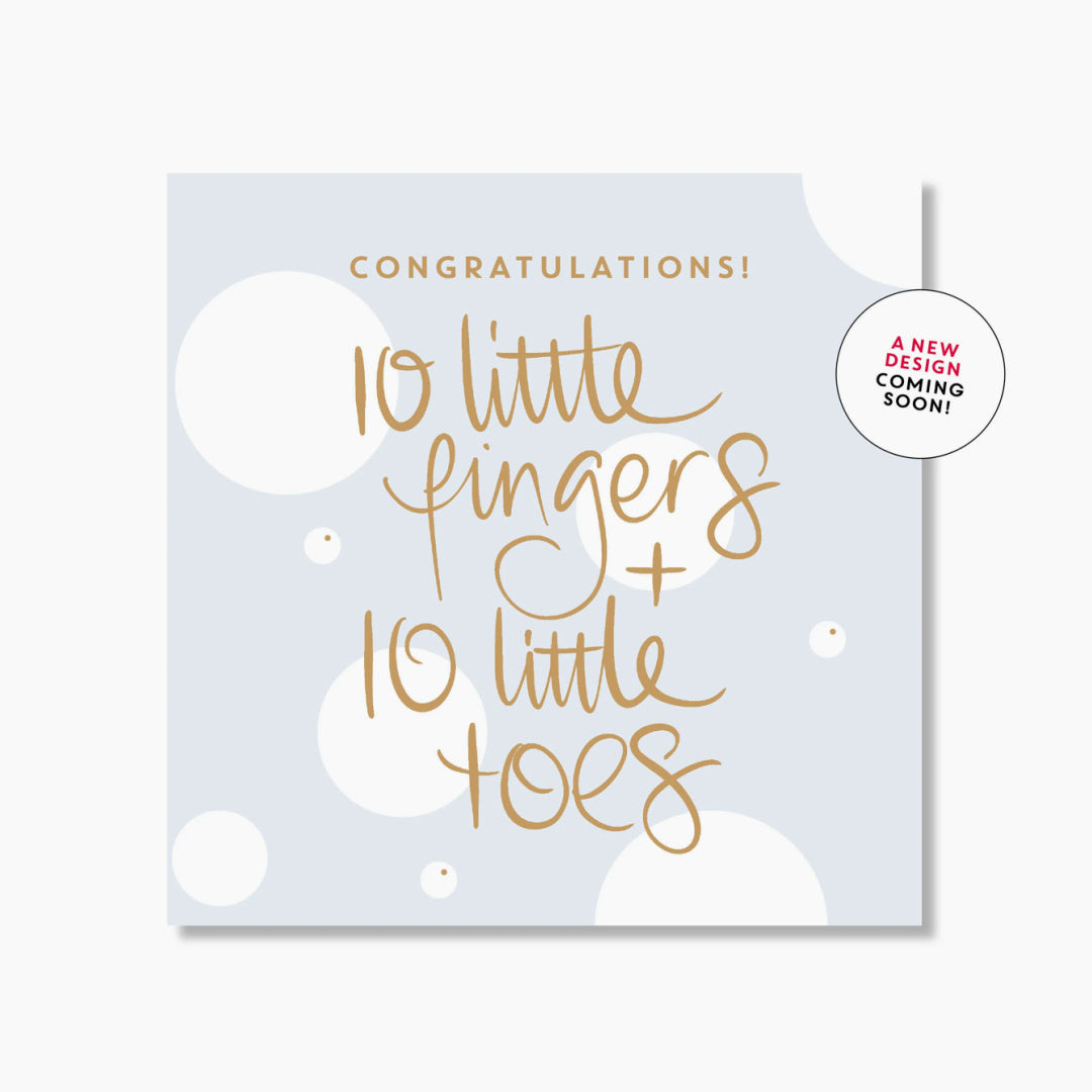 JUST SMITTEN MINI CARD - 10 LITTLE FINGERS AND TOES MINI CARD | BLUE