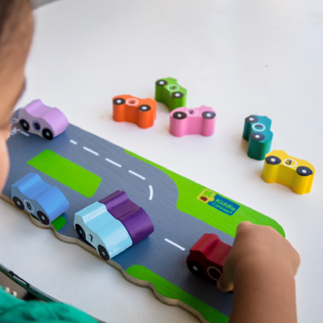KIDDIE CONNECT 1-10 CAR WOODEN PUZZLE