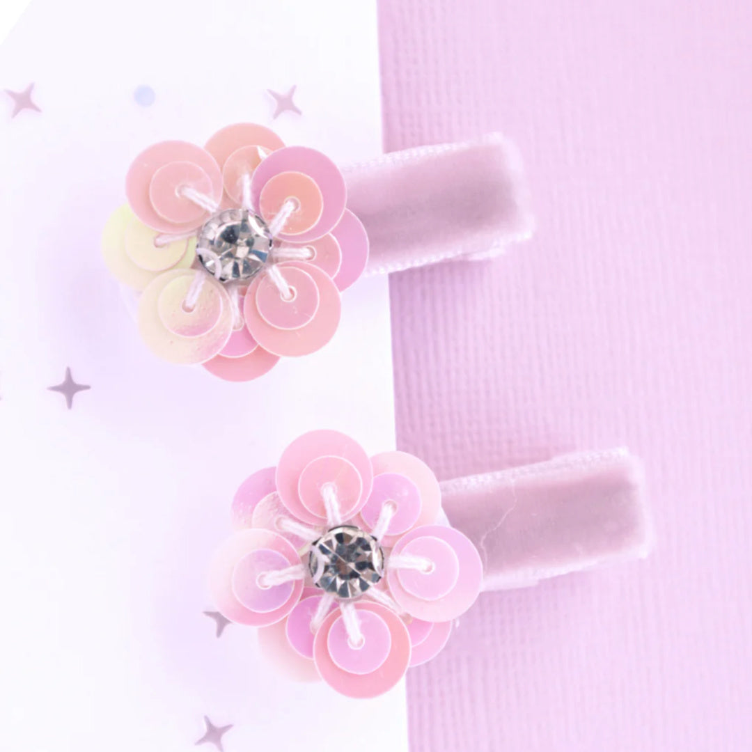 LAUREN HINKLEY JEWEL FLOWER HAIR CLIPS - PINK