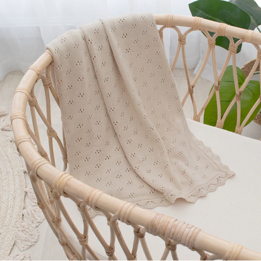 LIVING TEXTILES BAMBOO HEIRLOOM BLANKET - SAND