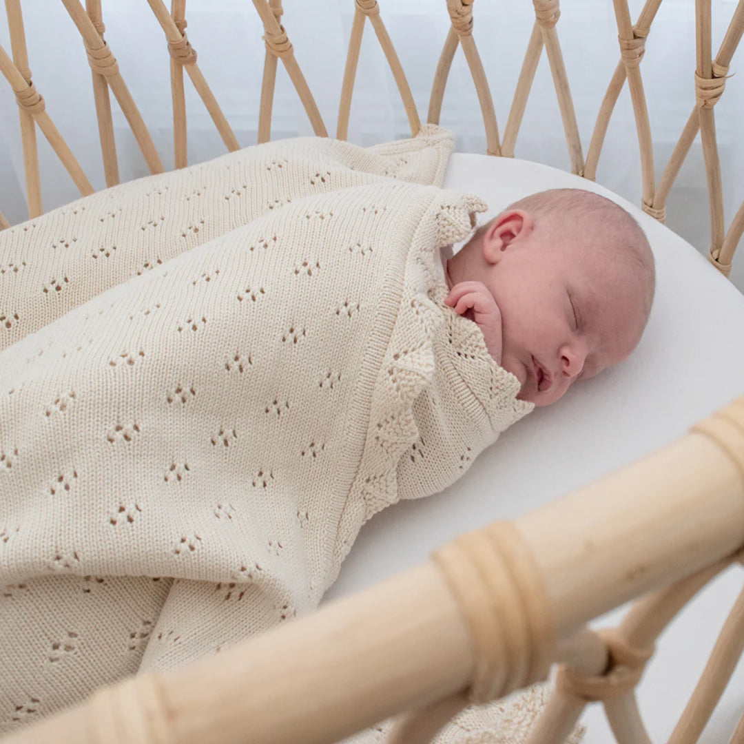 LIVING TEXTILES BAMBOO HEIRLOOM BLANKET - SAND