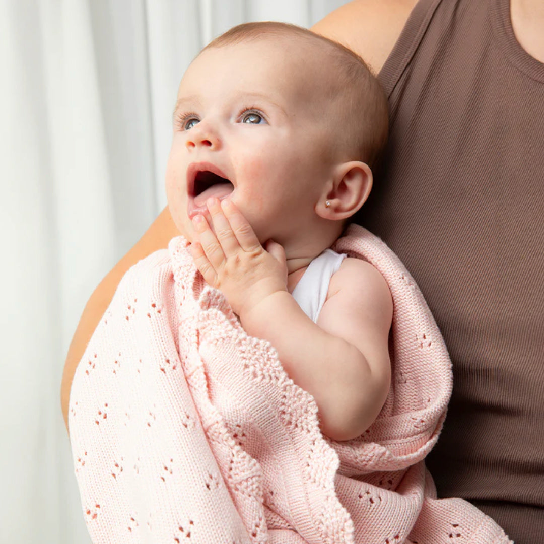 LIVING TEXTILES BAMBOO HEIRLOOM BLANKET - BLUSH