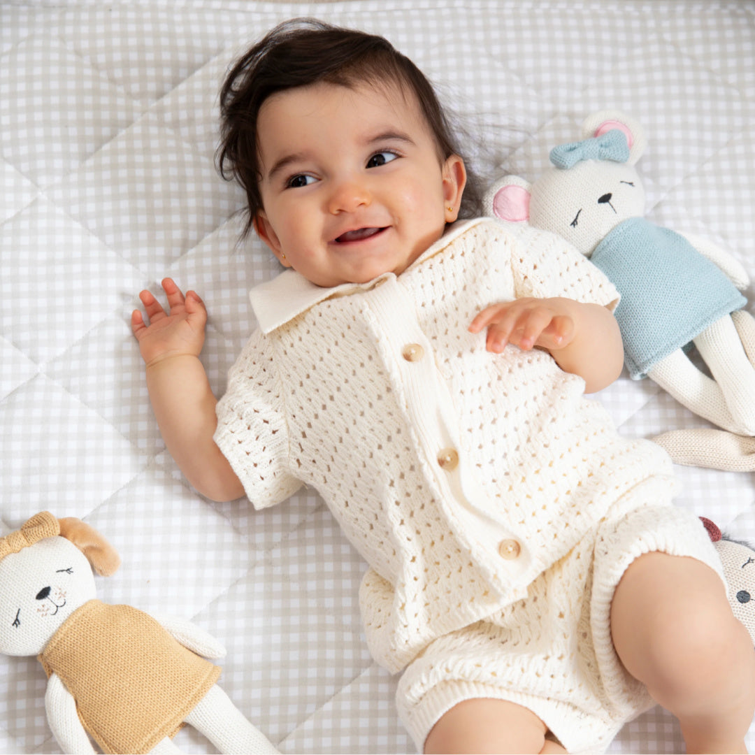 LIVING TEXTILES KNITTED ANIMAL TOY- MOLLY THE MOUSE