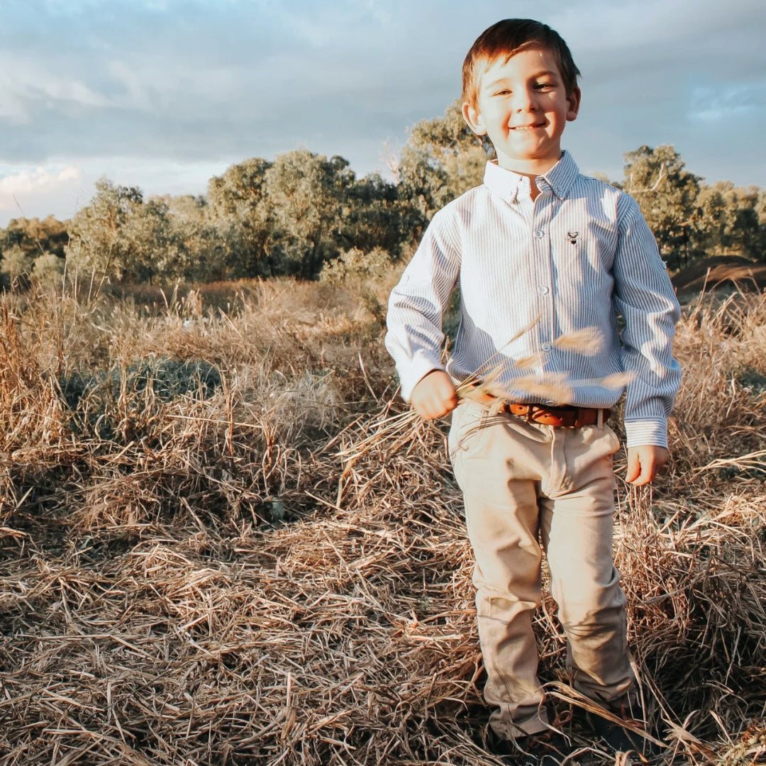 LOVE HENRY BOYS DRESS SHIRT - NAVY PINSTRIPE
