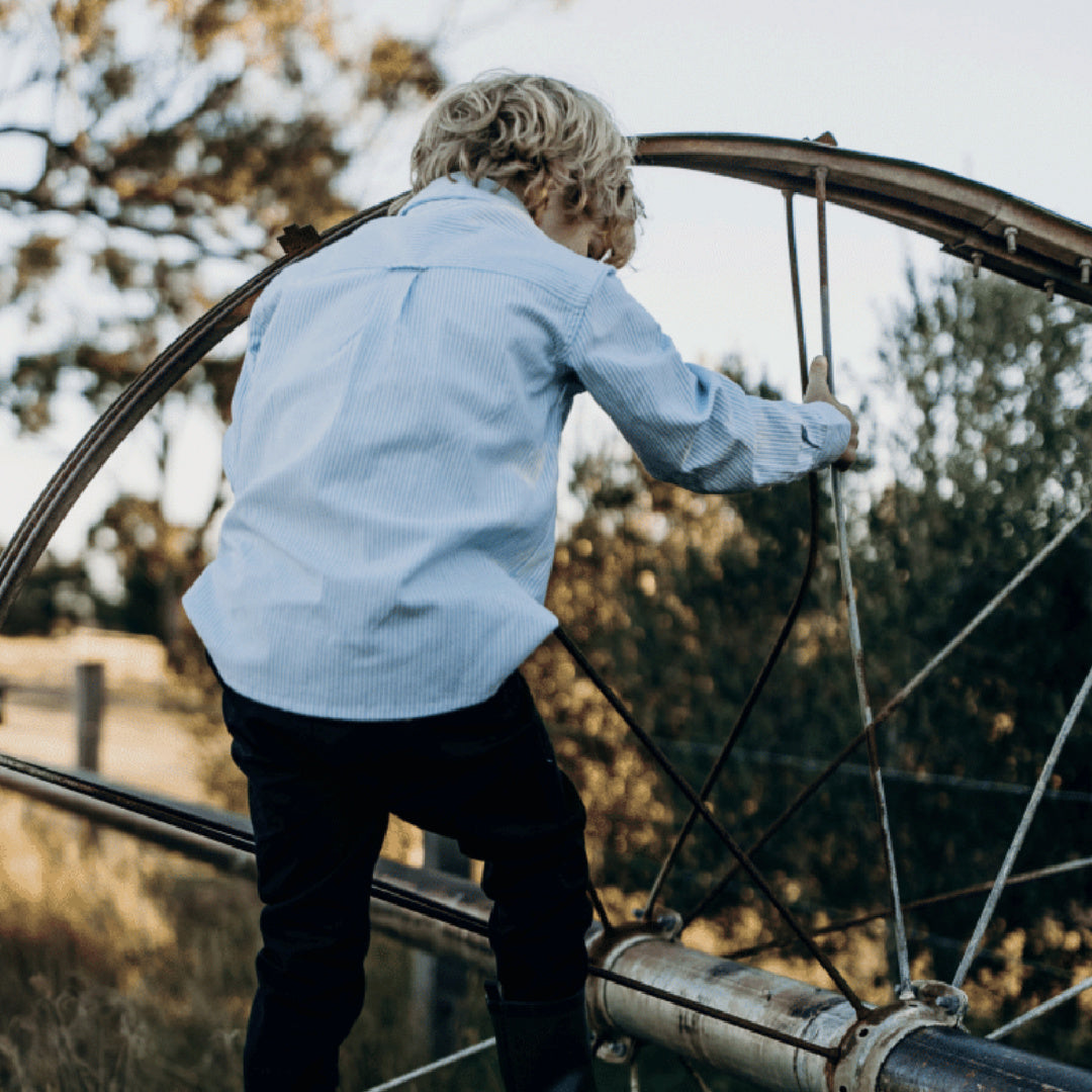 LOVE HENRY BOYS DRESS SHIRT - NAVY PINSTRIPE