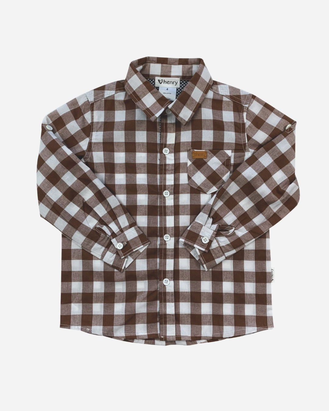 LOVE HENRY BOYS DRESS SHIRT - LARGE BRONZE CHECK