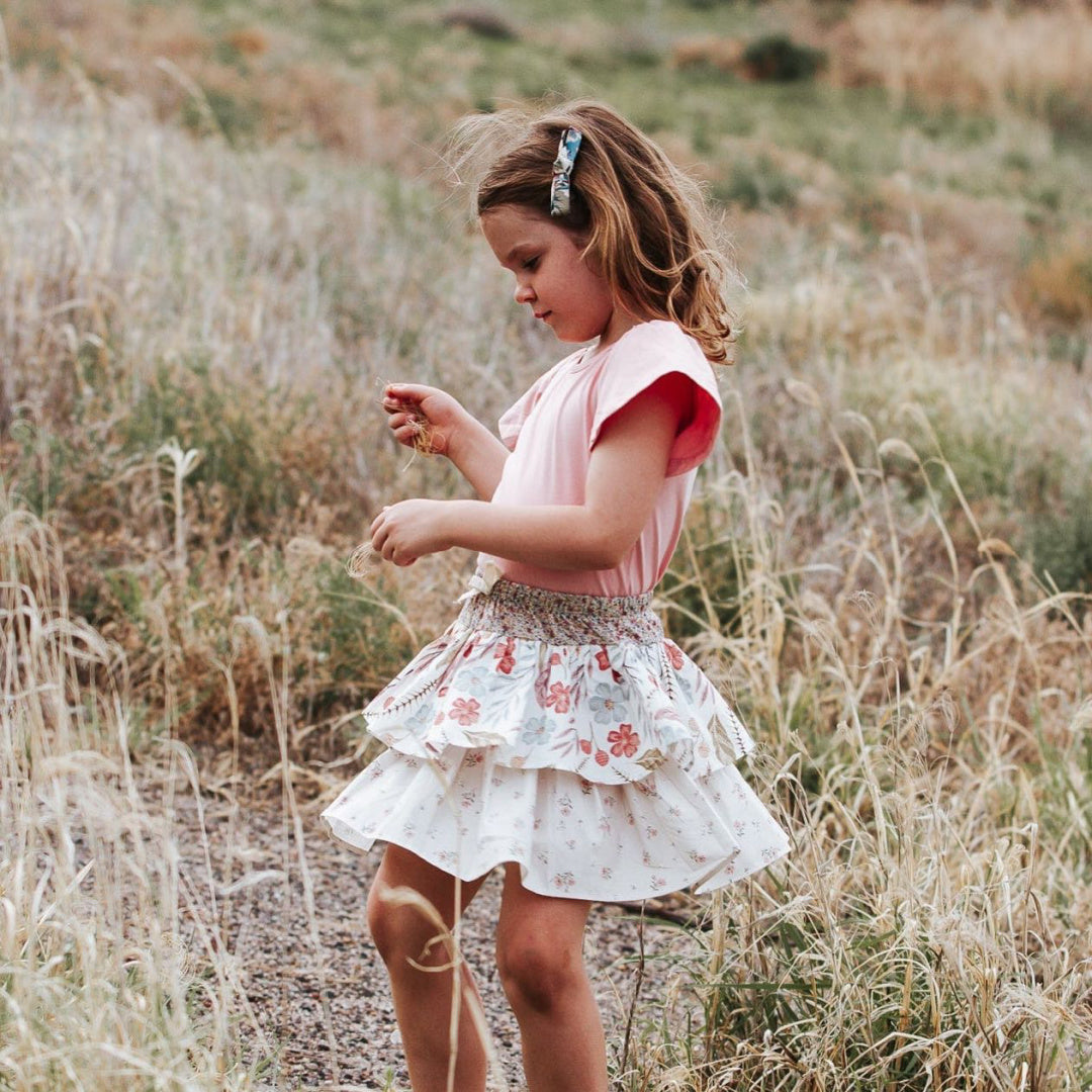 LOVE HENRY GIRLS FRILL SLEEVE TOP - PEACH PINK